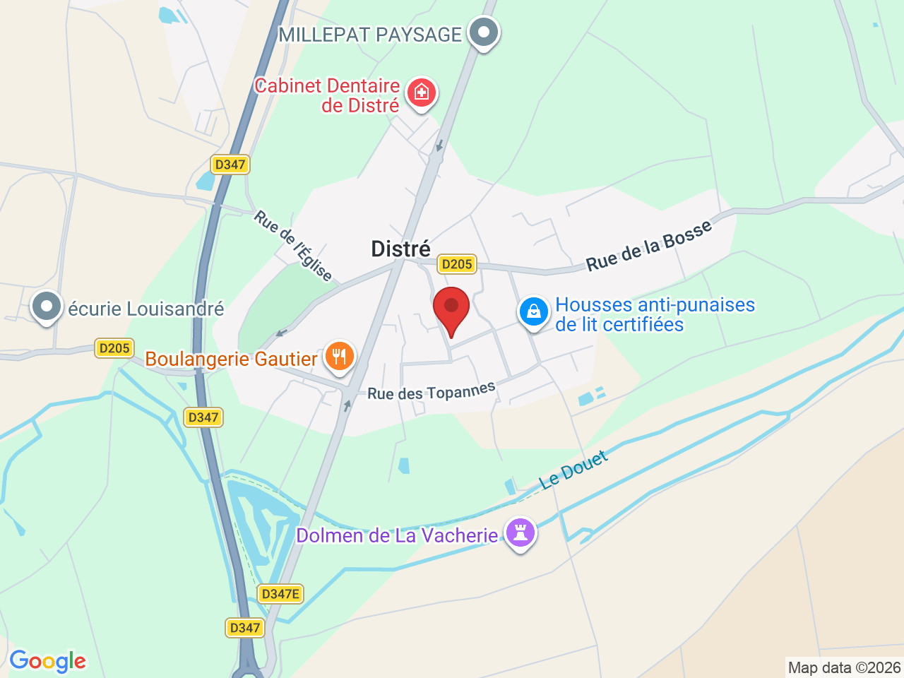 Plan d'accès —  1 rue de bacchus, 49400 Distré